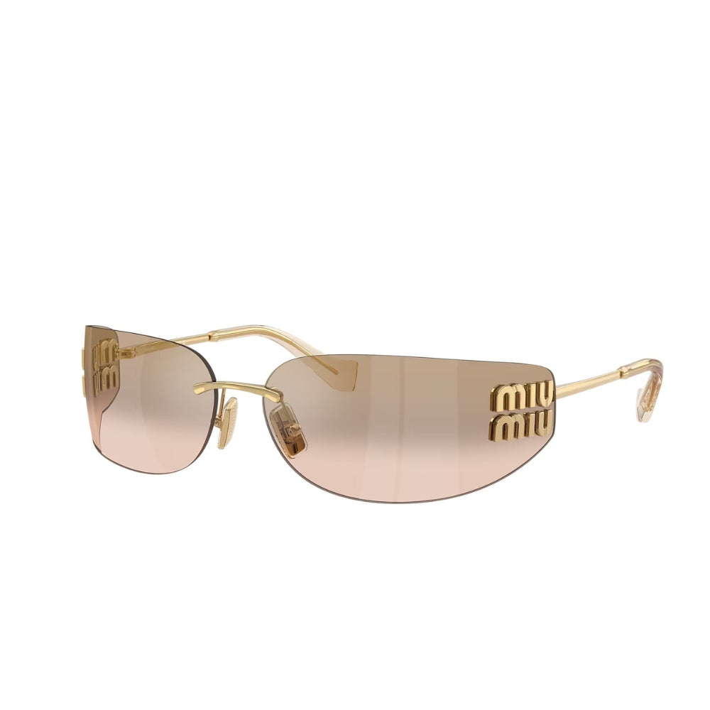 Miu Gold Rimless Shield Sunglasses