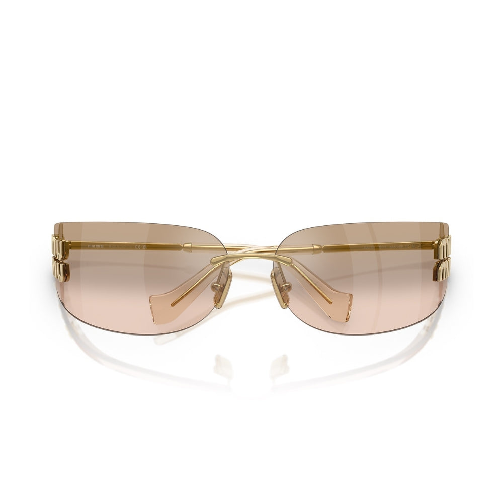 Miu Gold Rimless Shield Sunglasses