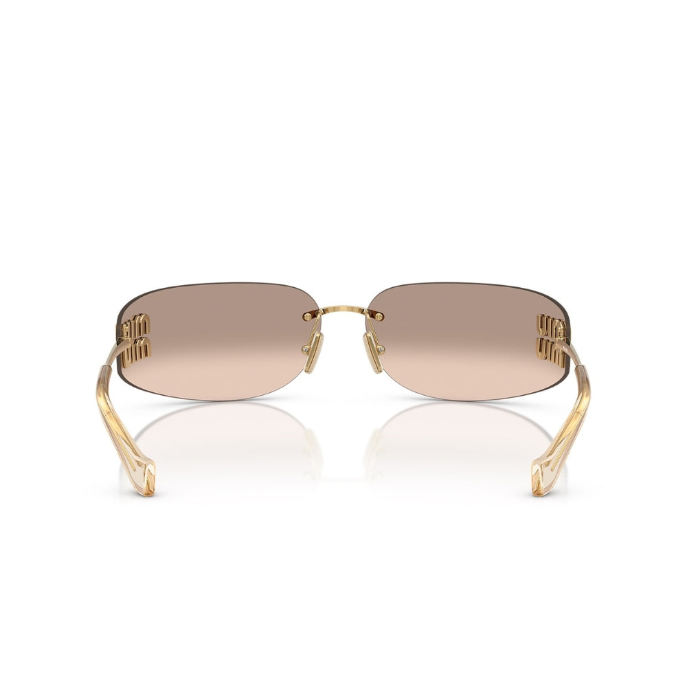 Miu Gold Rimless Shield Sunglasses