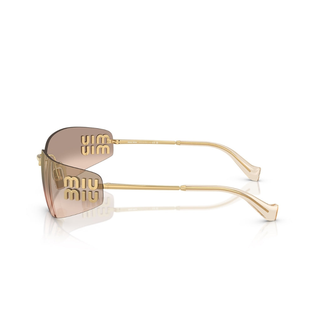 Miu Gold Rimless Shield Sunglasses