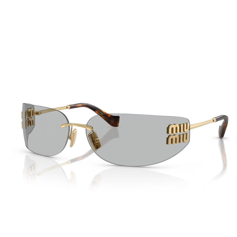 Miu Gold Rimless Shield Sunglasses